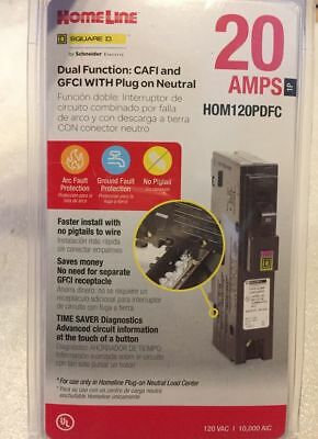 Square D Homeline Hom120pdfc 20a Dual Function Afci/gfci Breaker New In Package