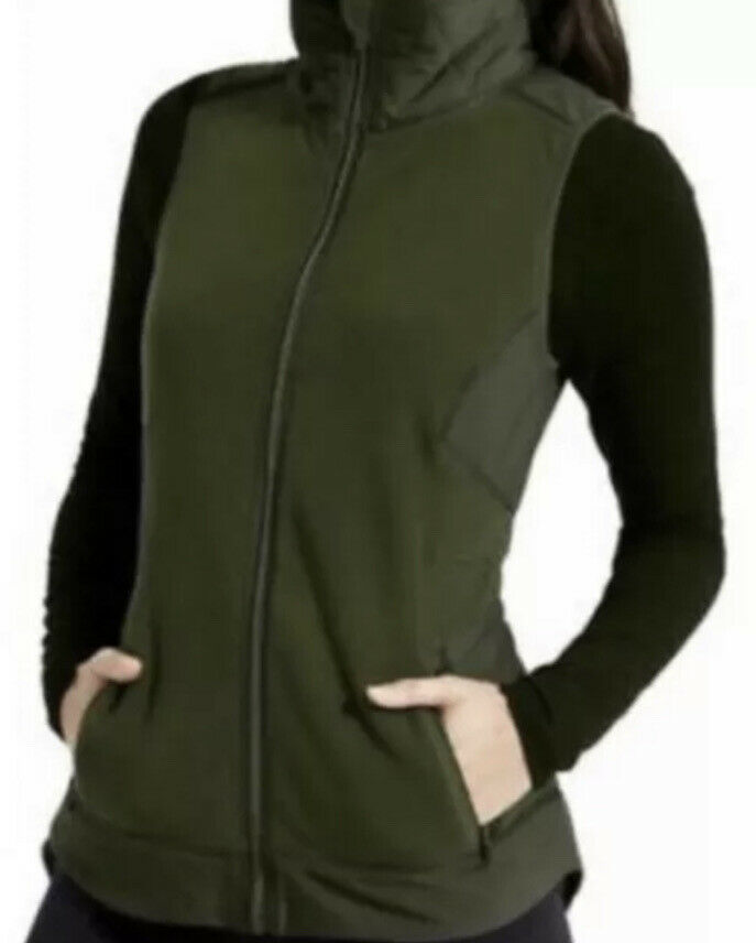 Athleta Outlander Full Zip Vest Army Olive Green Outdoor Athletic Medium