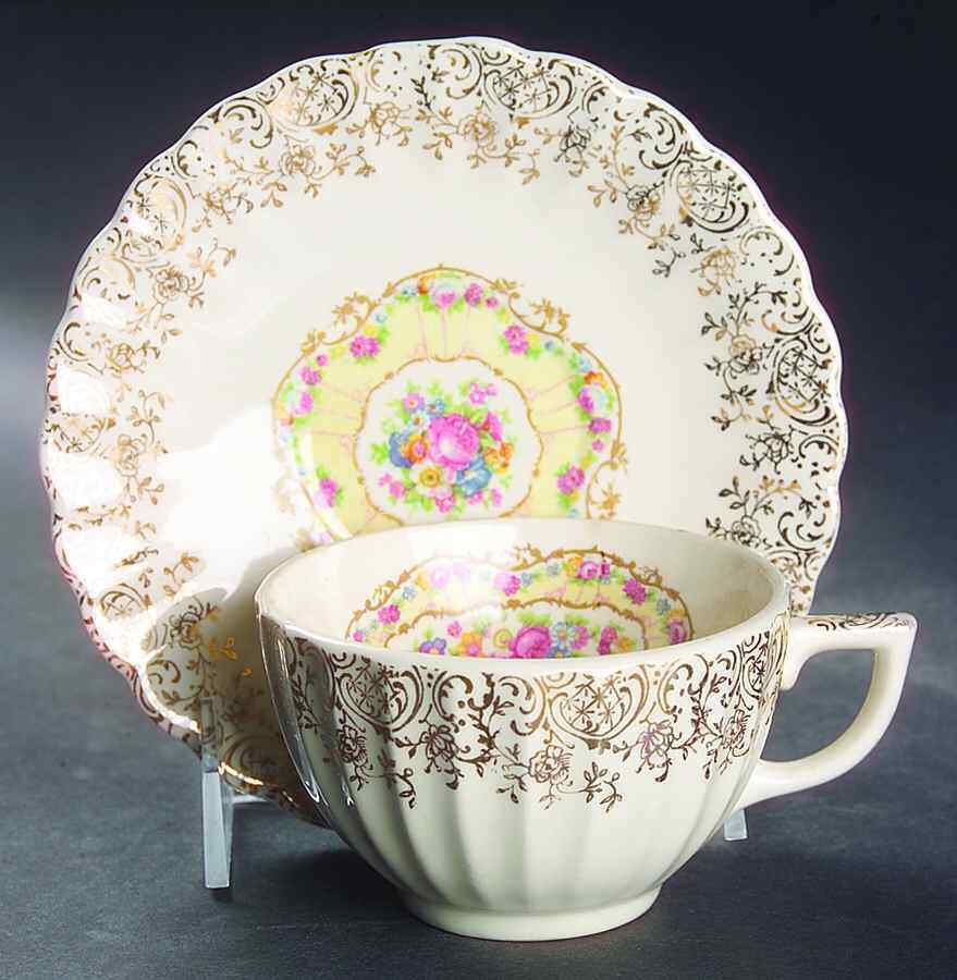 Limoges-american Toledo Delight White Cup & Saucer 318611