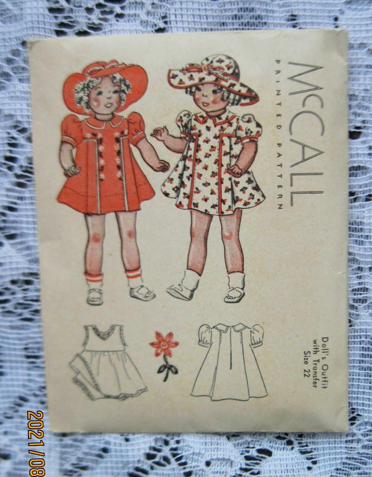 Original Vintage1937 Mccalls Doll Clothes Pattern & Transfer~22" Doll Unused