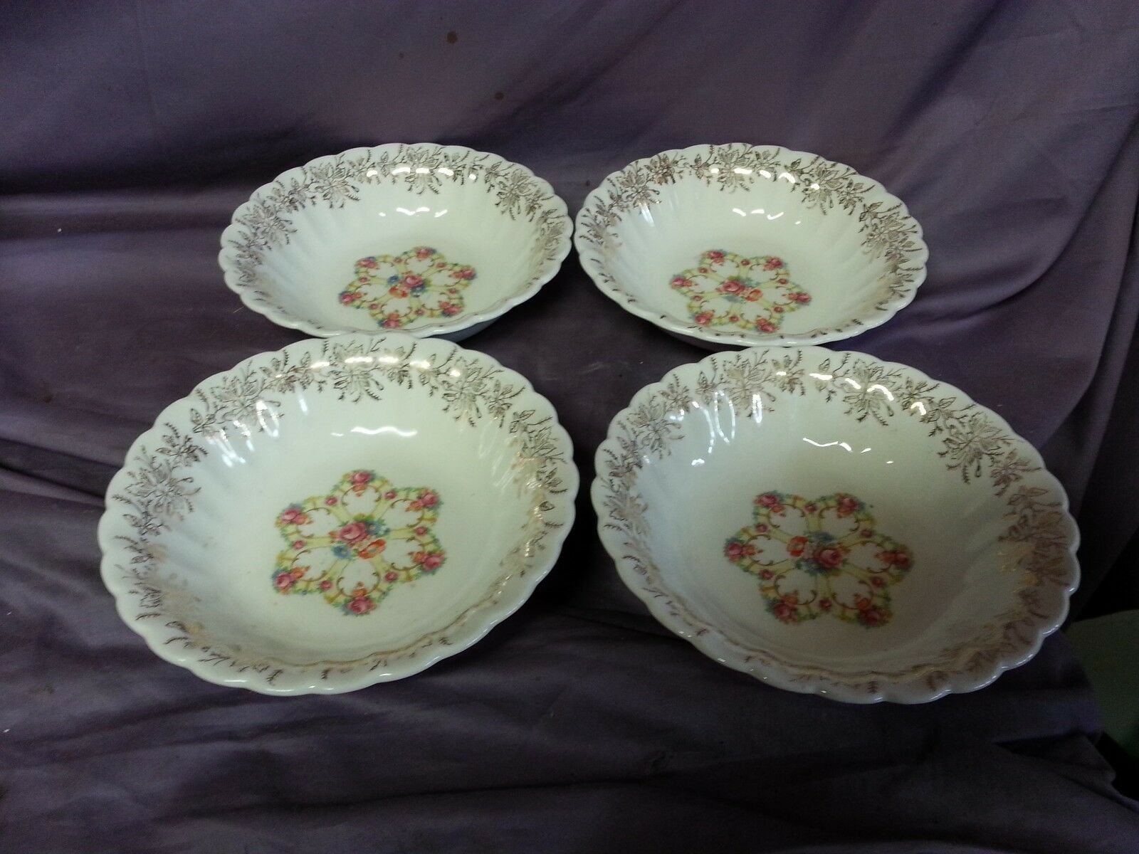 4 Antique Art Deco American Limoges Fortune Cereal Bowls  Itc-s264x 1947