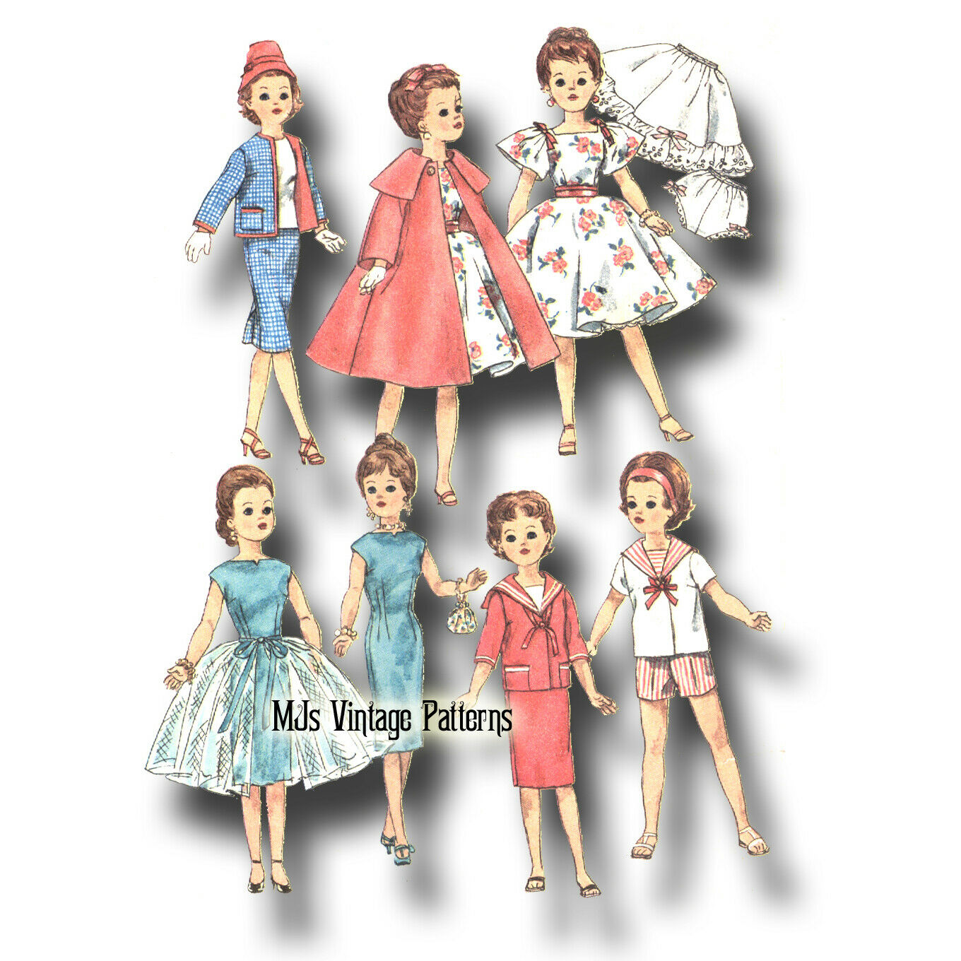 Vtg Doll Clothes Dress Suit Pattern~ 20" 21" Miss Revlon, Cissy, Sweet Sue, Toni