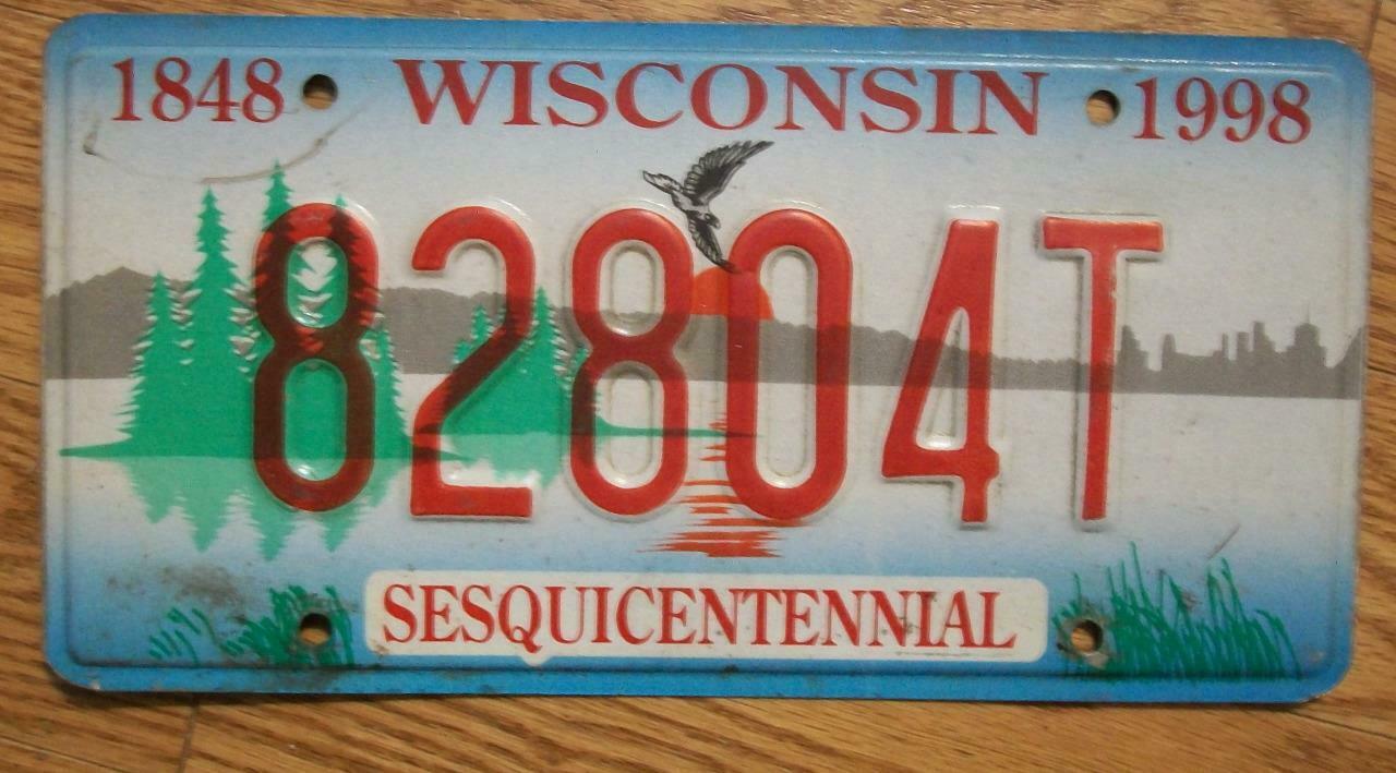 Single Wisconsin License Plate - 82804t - Sesquicentennial