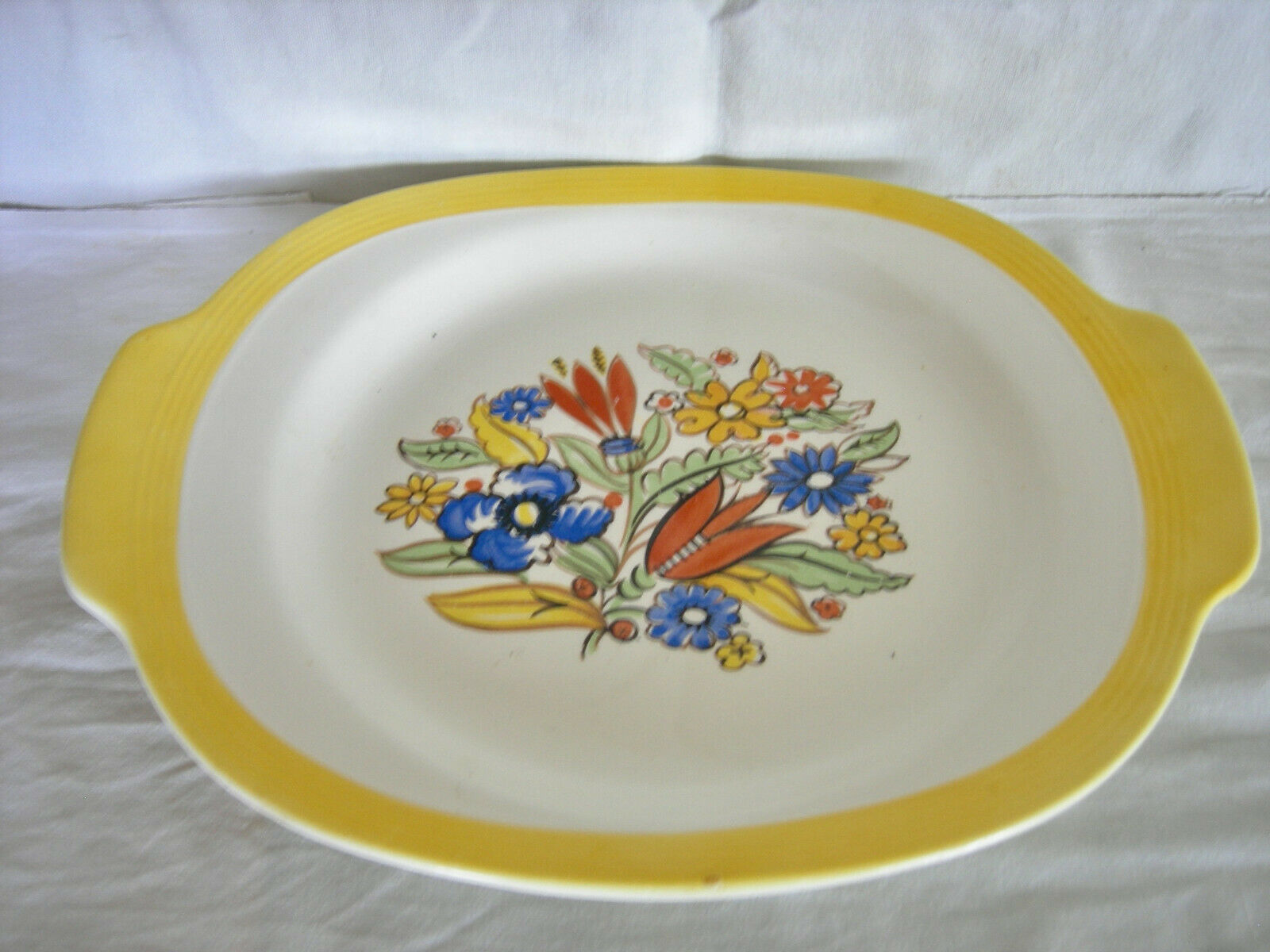 Triumph American Limoges Bermuda-t Handled Platter-yellow Floral-11x14"-exc