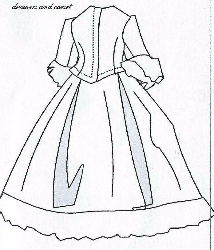12"antique French Fashion Doll@1860 Walking Dress Hoop Petticoat Bra Pattern