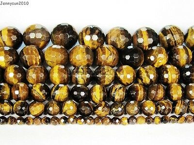 Natural Tiger's Eye Gemstone Faceted Round Beads 15'' 2mm 4mm 6mm 8mm 10mm 12mm