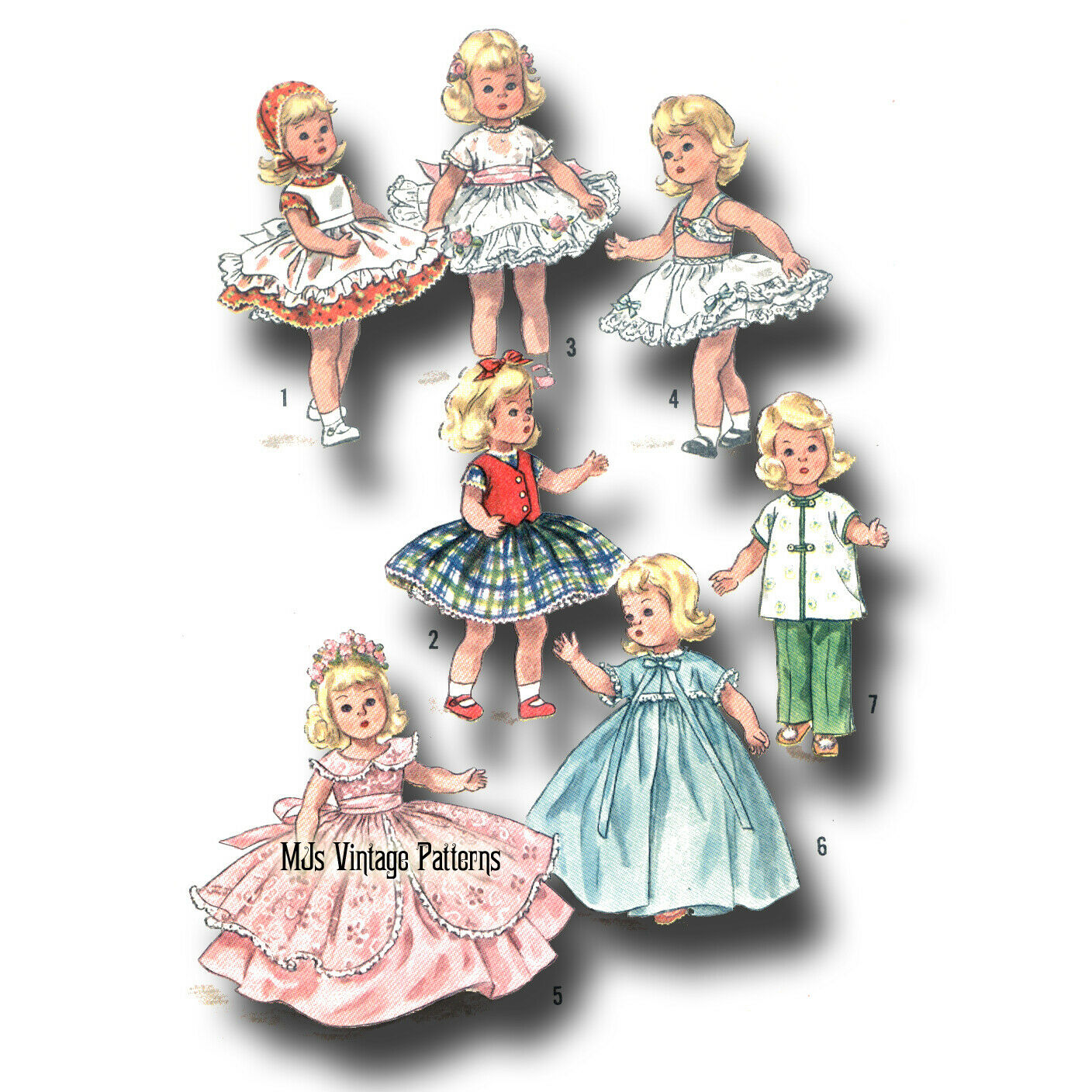1950s Vintage 7" 8" Doll Pattern Whole Wardrobe ~ For Ginny Muffie Wendy