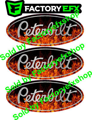 3 Custom Peterbilt Flame Grille & Hood Decal Emblems Flames 359 379 378 353 377